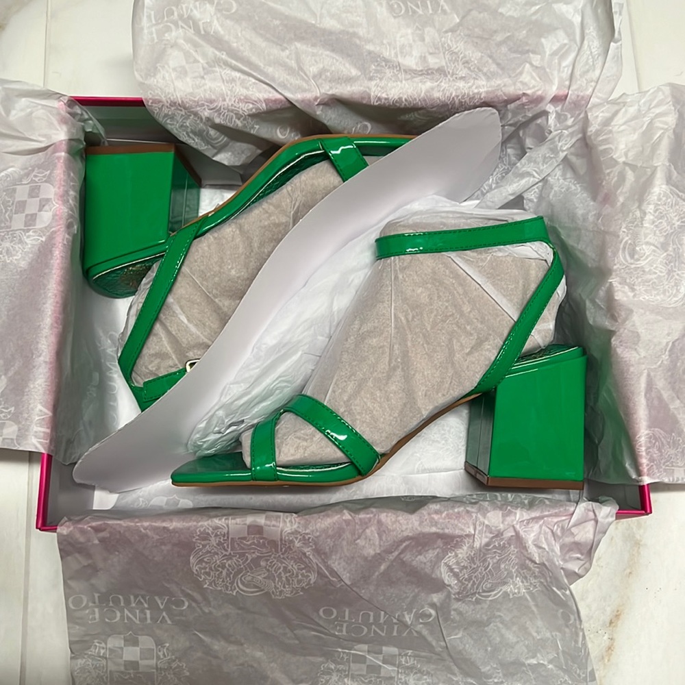 Vince Camuto, lotus, green, soft Patent leather sandals